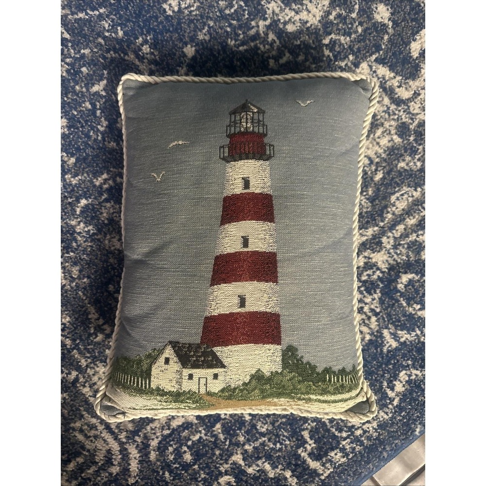 Riverdale Lighthouse Nautical Tapestry Throw Pillow 15x20